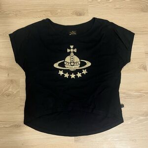 Vivienne Westwood Black Tee with Gold Logo